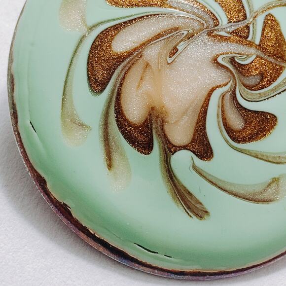 VTG 1980s Enamel Oversized Mint Green Abstract Earrings Scandinavian Influence? - Picture 9 of 12